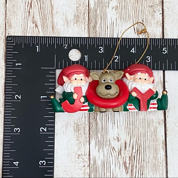1995 TRADITIONS Elves Reindeer “JOY” Collectible Gift Holiday Ornament - Picture 8 of 10